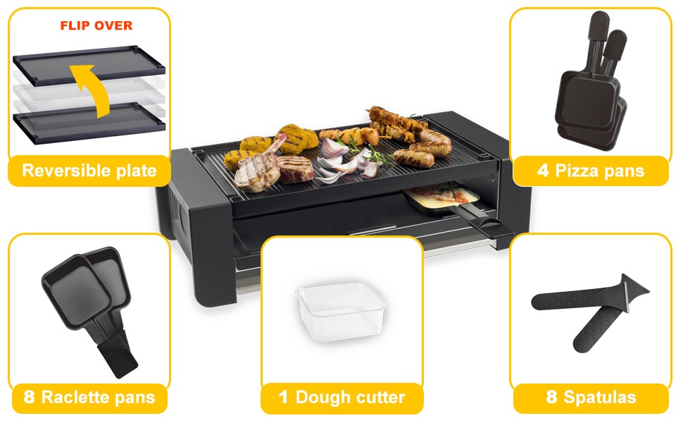 TAMARIT Raclette Party Grill Portable Indoor Electric Korean BBQ Grill 2 in 1