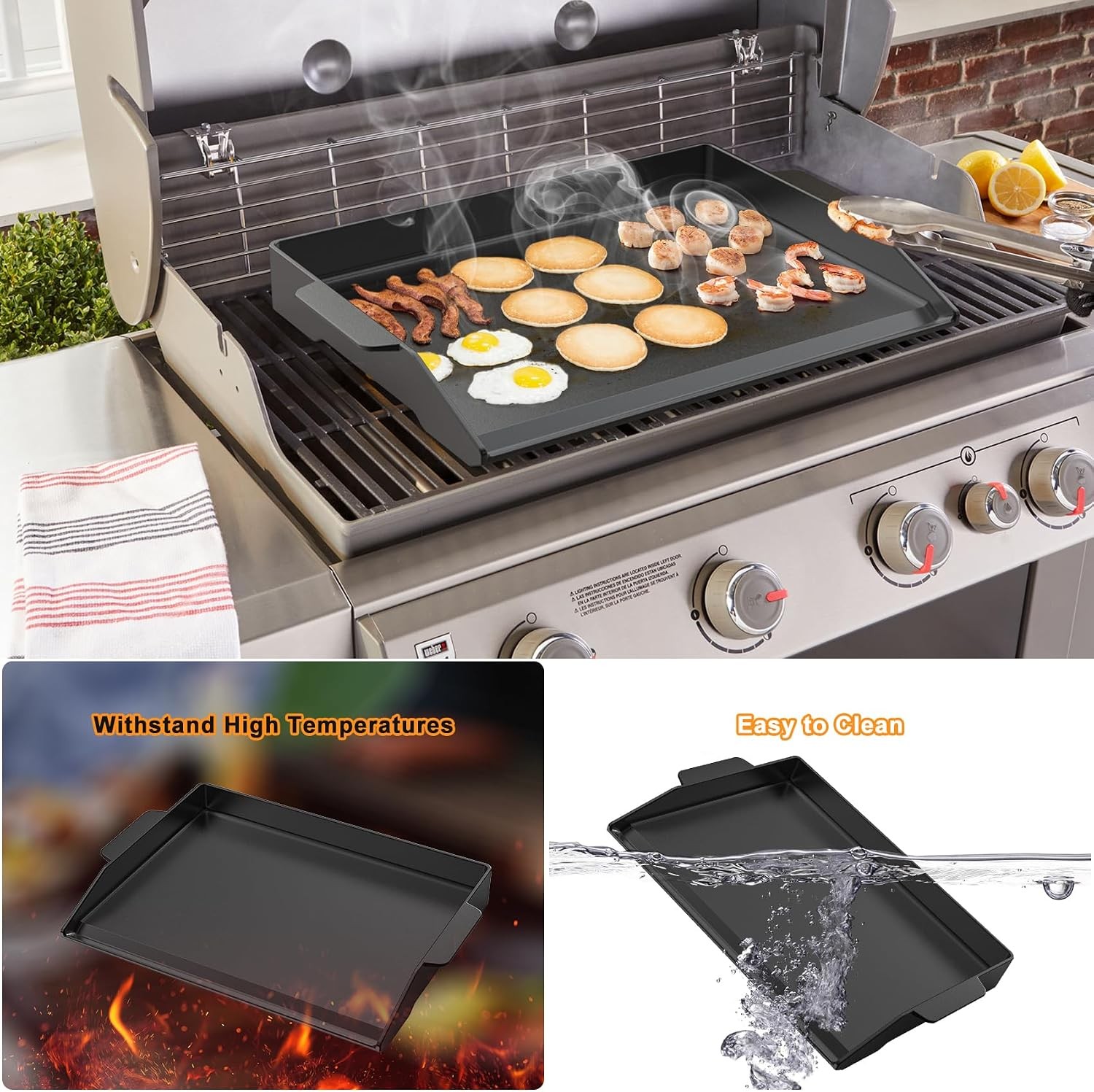 Onlyfire Cast Iron Griddle Flat Top Grill Plate Pre-Seasoned Nonstick 23″x16″