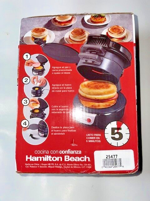 Hamilton Beach Breakfast Sandwich Maker with Egg Cooker Ring, 25477