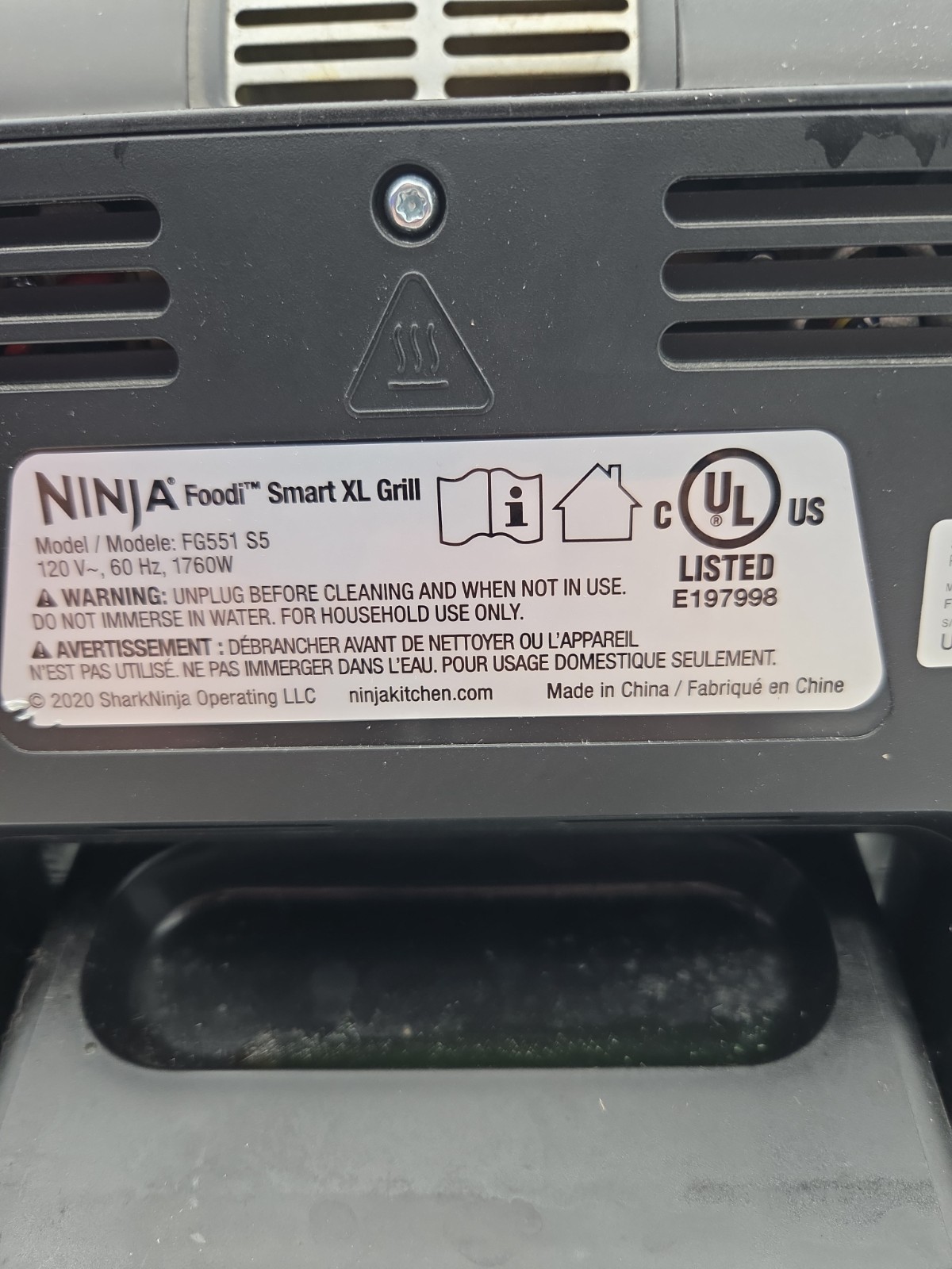 Ninja FG551 Foodi Smart XL 6in1 Indoor Grill with Air Fryer Roast Bake No Probe