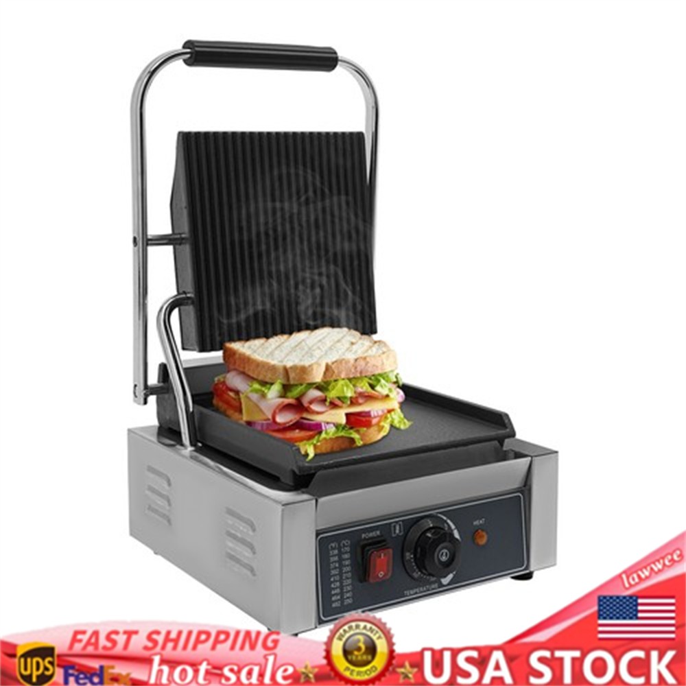 Commercial Panini Press Grill Electric Sandwich Maker Griddle Plate 8″x9″ 1800W