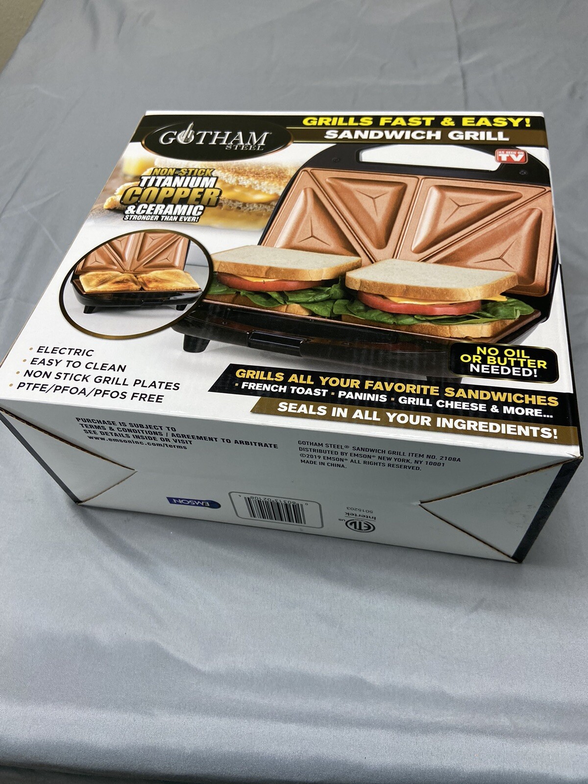 GOTHAM STEEL NON-STICK TITANIUM COPPER CERAMIC SANDWICH GRILL – NEW IN BOX