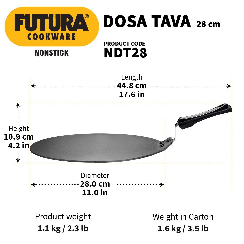11-inch Non Stick Hawkins Dosa Tava Griddle Pan Black Non Stick Dosa