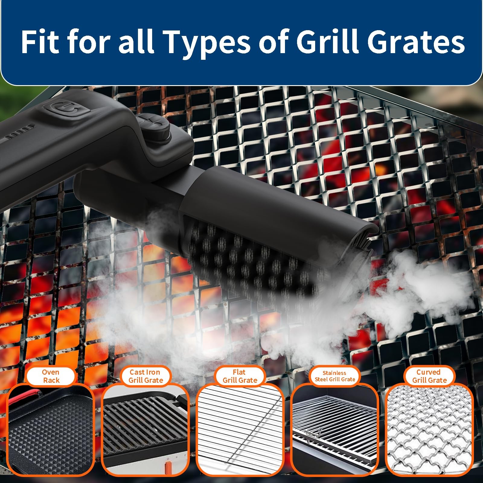 Electric Grill Brush Rechargeable, 3 Powerful Speed BBQ for Black
